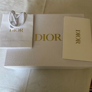 Dior White and Gold box, bag, packaging and notecard